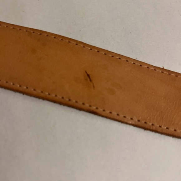 Vintage ACCESSORIES By PEARL Tan Leather Belt Metal Southwest Buckle Medium USA - Picture 4 of 8